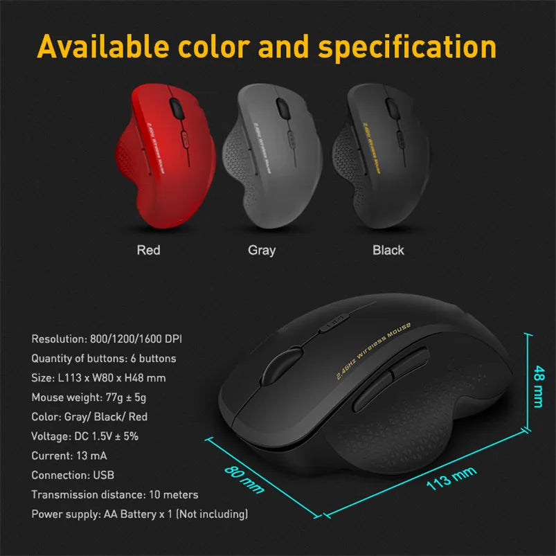 Wireless Mouse USB Computer Mouse Silent Ergonomic Mouse 2000 DPI Optical Mause Gamer Noiseless Mice Wireless for PC Laptop