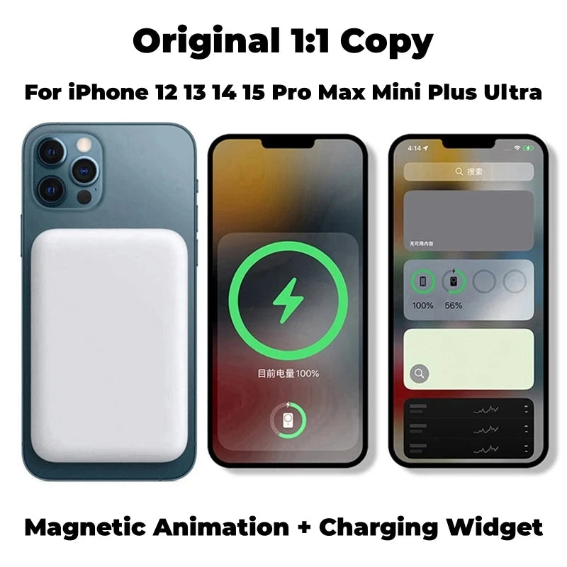 Original 1:1 Macsafe Power Bank Magnetic Wireless Powerbank for Iphone 15 14 13 12 Pro External Auxiliary Backup Battery Pack