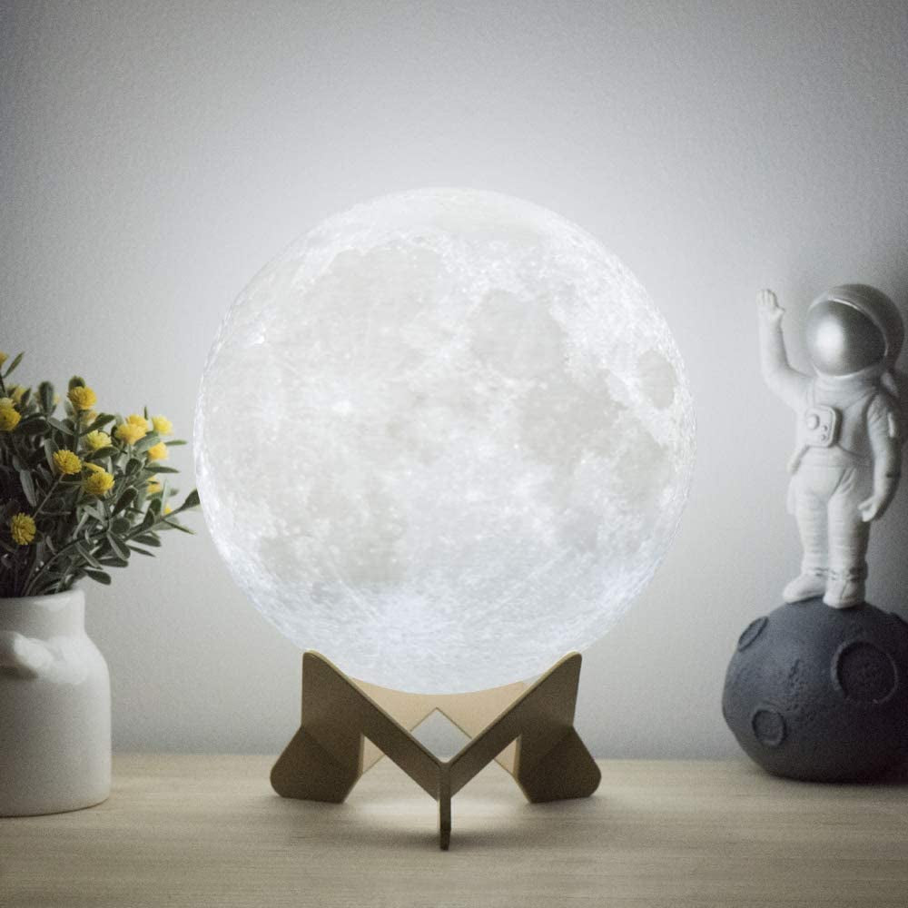 Moon Lamp Moon Night Light 3D Printing Lunar Lamp 4.7In 3 Colors for Kids Gift for Women USB Rechargeable Touch Contral Brightness Yellow Warm and Cool White