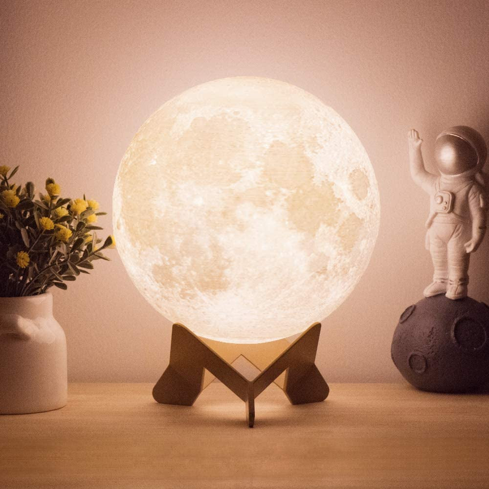 Moon Lamp Moon Night Light 3D Printing Lunar Lamp 4.7In 3 Colors for Kids Gift for Women USB Rechargeable Touch Contral Brightness Yellow Warm and Cool White