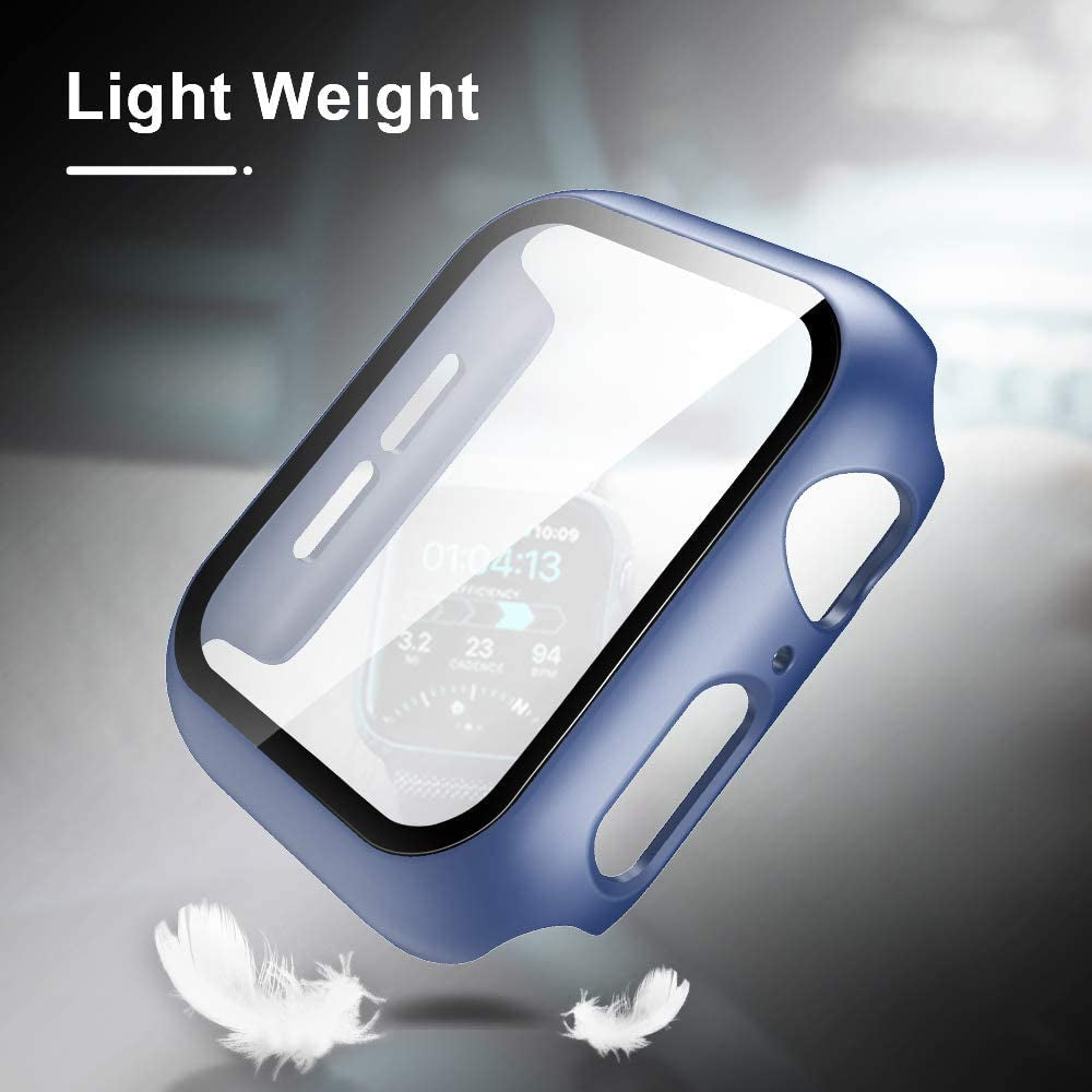 2 Pack Hard Case Designed for Apple Watch Se/Series 6/5/4 40Mm with 9H Tempered Glass Screen Protector, [Touch Sensitive] [Full Coverage] Slim Bumper Protective Cover, Blue