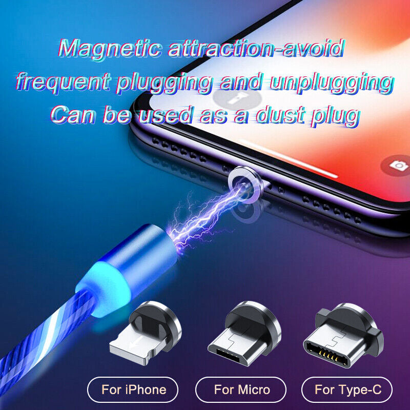 Magnetic Charging Cable Streamer Fast Charging Cable Lighting Micro USB Cable LE