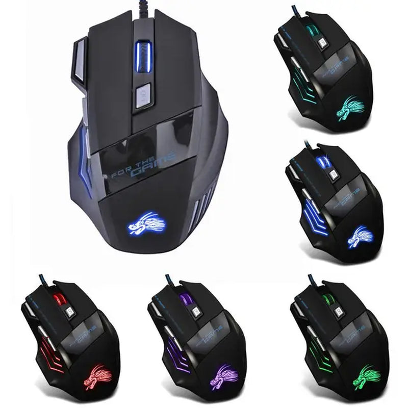 5500DPI USB Wired Gaming Mouse Adjustable 7 Buttons LED Backlit Professional Gamer Mice Ergonomic Computer Mouse for PC Laptop